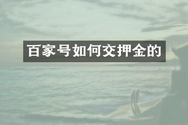 百家号如何交押金的