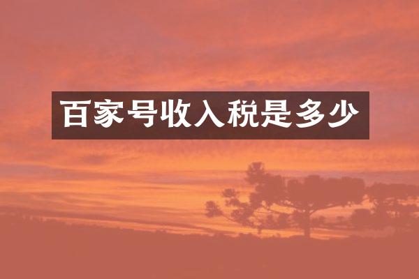 百家号收入税是多少