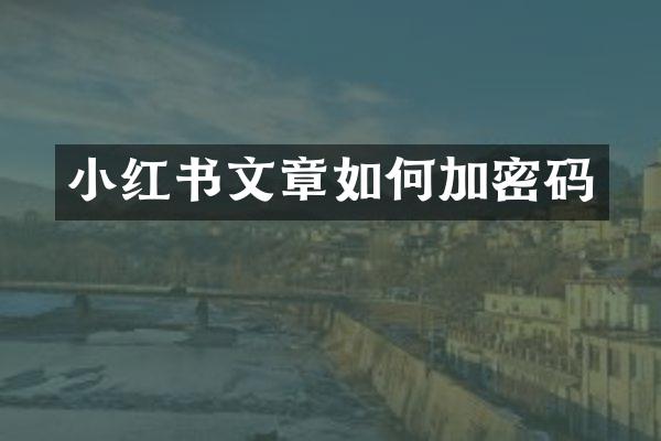 小红书文章如何加密码