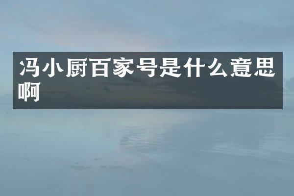 冯小厨百家号是什么意思啊