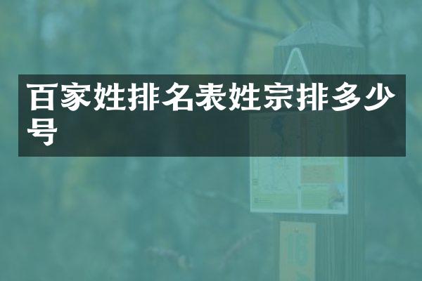 百家姓排名表姓宗排多少号
