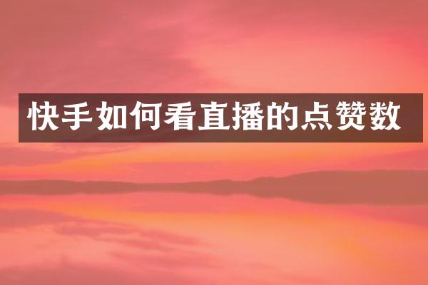 快手如何看直播的点赞数