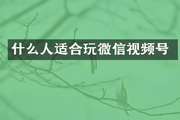什么人适合玩微信视频号