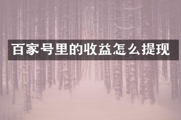 百家号里的收益怎么提现