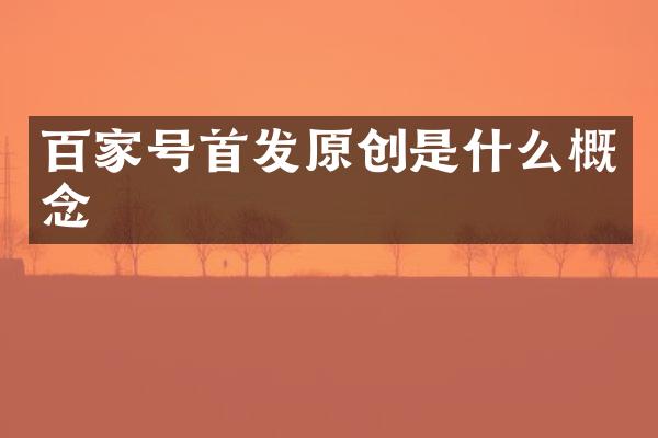 百家号首发原创是什么概念