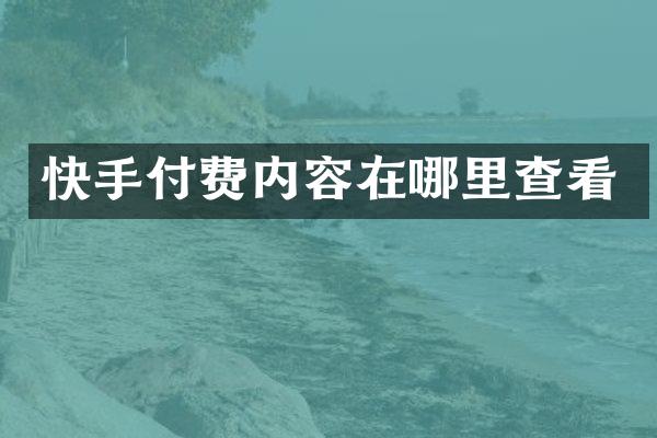 快手付费内容在哪里查看