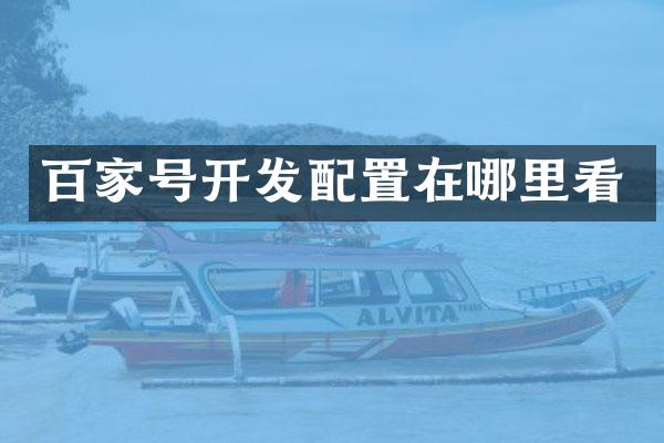 百家号开发配置在哪里看