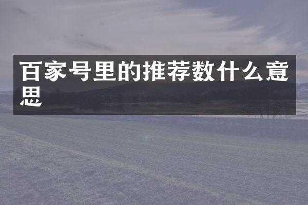 百家号里的推荐数什么意思