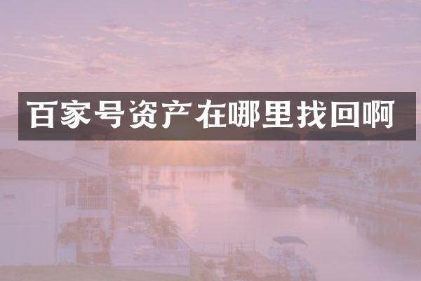 百家号资产在哪里找回啊