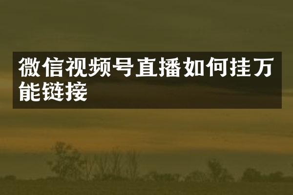 微信视频号直播如何挂万能链接