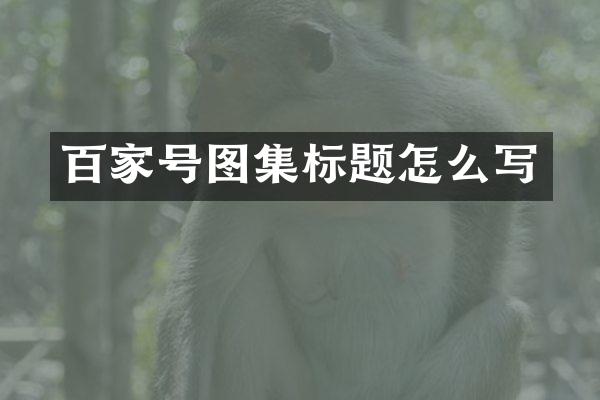百家号图集标题怎么写