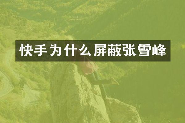快手为什么屏蔽张雪峰