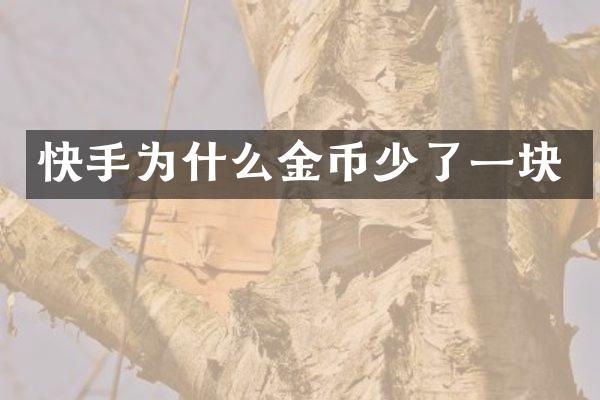 快手为什么金币少了一块
