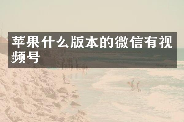 苹果什么版本的微信有视频号