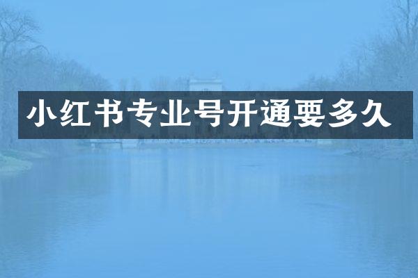 小红书专业号开通要多久