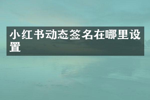 小红书动态签名在哪里设置