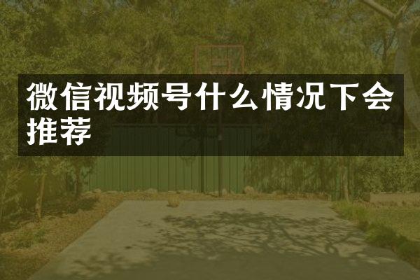 微信视频号什么情况下会推荐