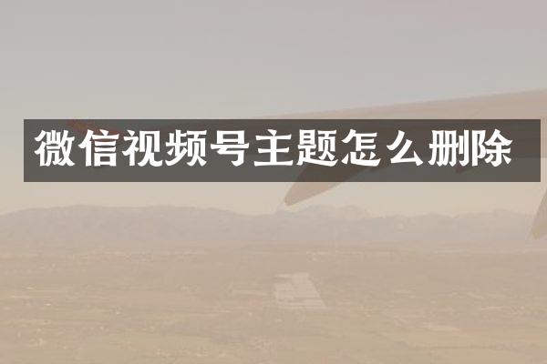 微信视频号主题怎么删除
