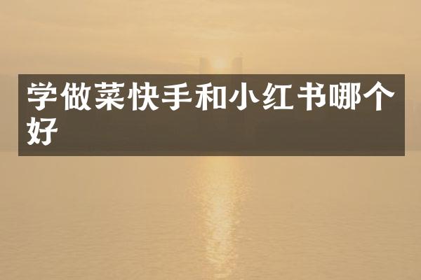 学做菜快手和小红书哪个好