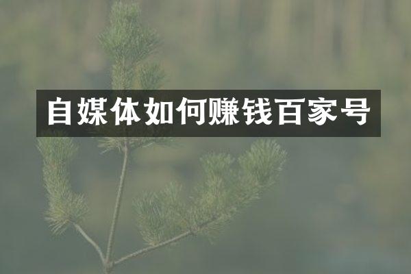 自媒体如何赚钱百家号