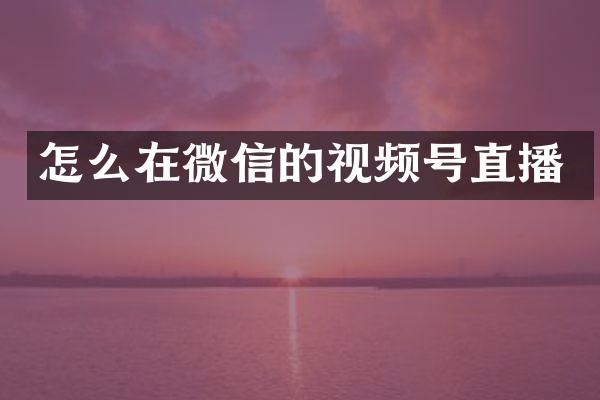 怎么在微信的视频号直播