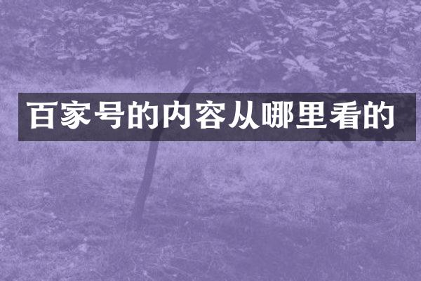 百家号的内容从哪里看的
