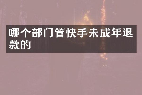 哪个部门管快手未成年退款的