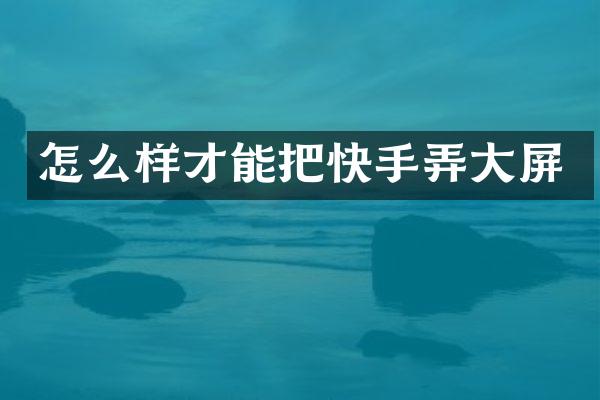 怎么样才能把快手弄大屏