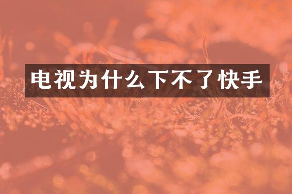 电视为什么下不了快手