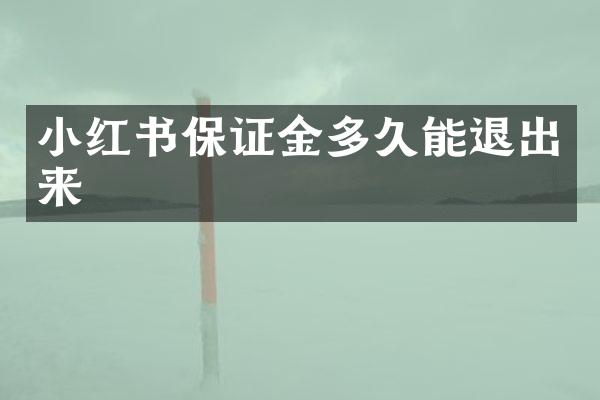 小红书保证金多久能退出来