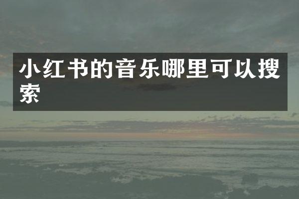 小红书的音乐哪里可以搜索