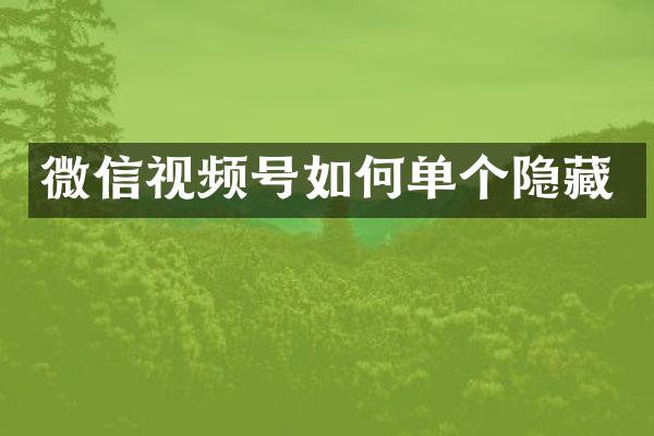 微信视频号如何单个隐藏