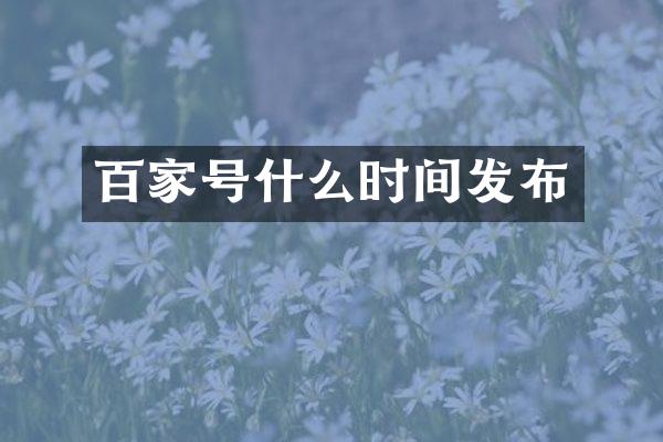 百家号什么时间发布