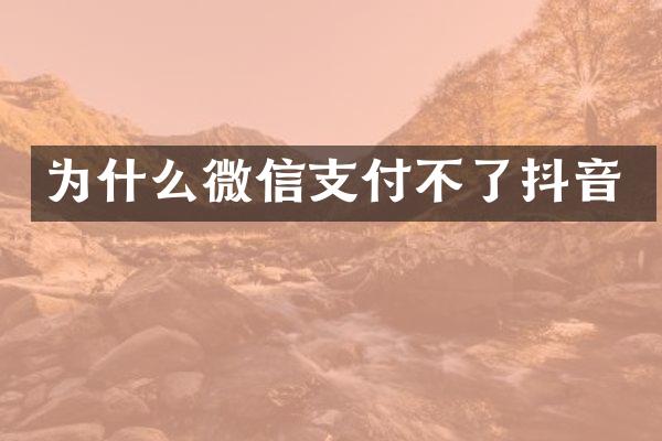 为什么微信支付不了抖音