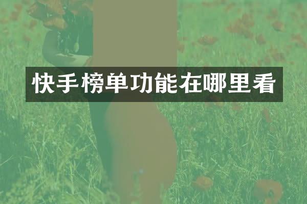 快手榜单功能在哪里看