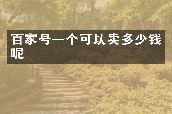 百家号一个可以卖多少钱呢