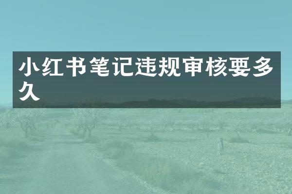 小红书笔记违规审核要多久