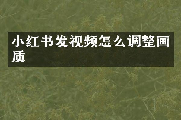 小红书发视频怎么调整画质