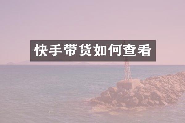 快手带货如何查看