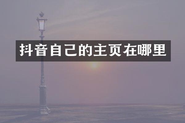 抖音自己的主页在哪里