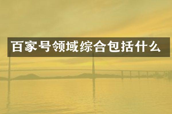 百家号领域综合包括什么