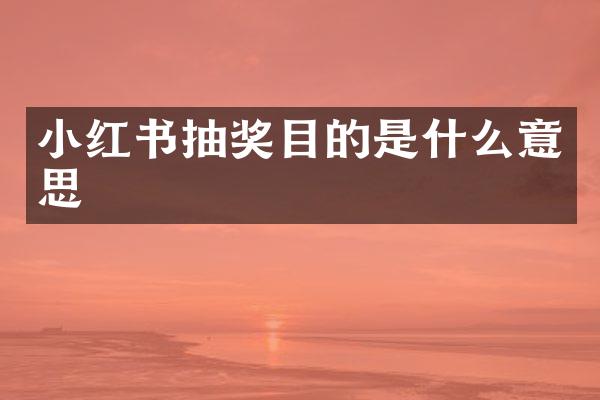 小红书抽奖目的是什么意思