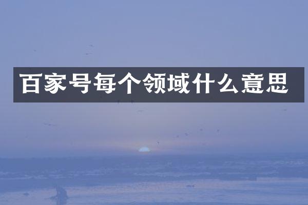 百家号每个领域什么意思