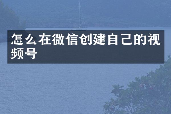 怎么在微信创建自己的视频号