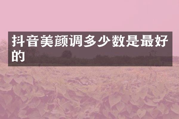 抖音美颜调多少数是最好的