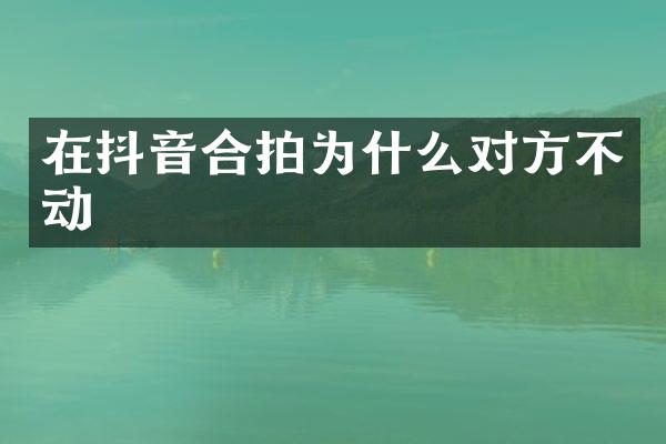 在抖音合拍为什么对方不动