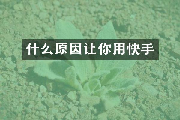 什么原因让你用快手