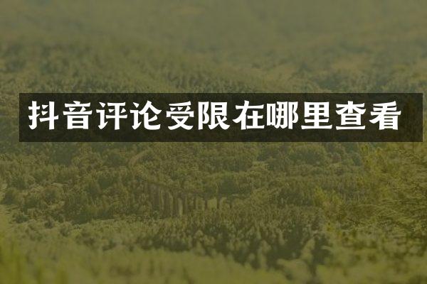 抖音评论受限在哪里查看