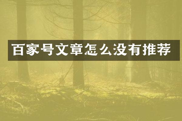 百家号文章怎么没有推荐