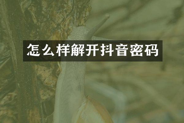 怎么样解开抖音密码